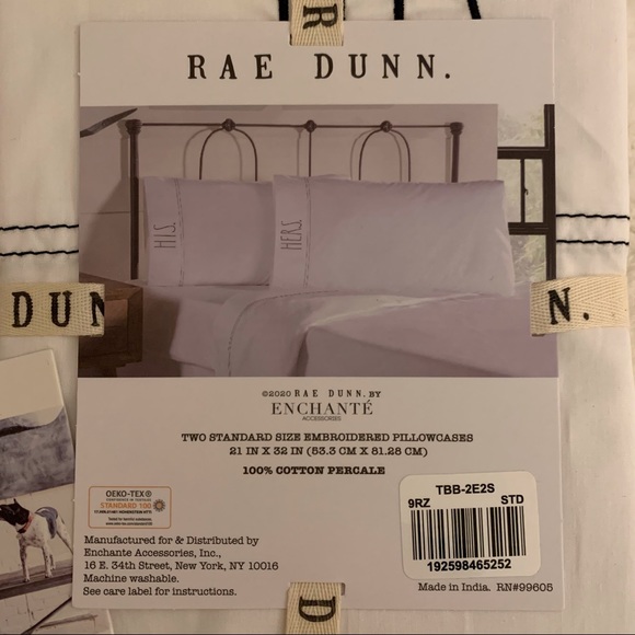 NWT Rae Dunn {HIS & HERS} Embroidered Standard Pillowcases - Picture 5 of 6